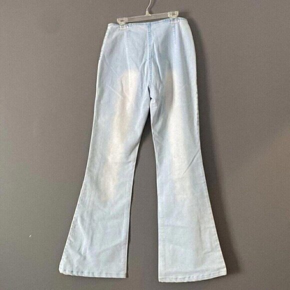 Y2K Etozs Light Wash Flare Jeans Stretch Denim Vintage Size 28 - Picture 6 of 10